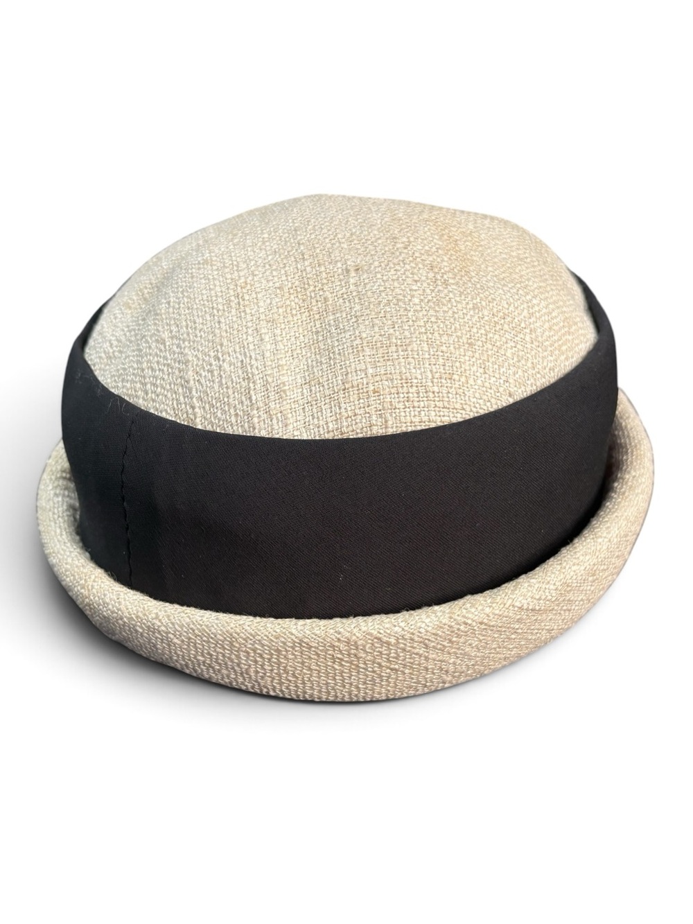 Cream Boho Black Trim Hat Lilly Dache